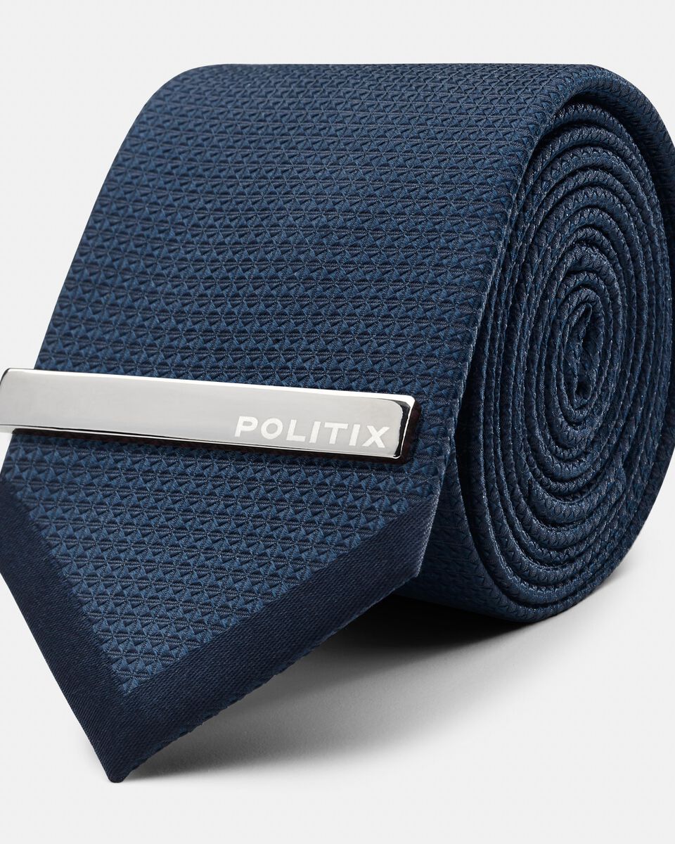 Silk Texture Panel Tie + Tie Pin, Navy, hi-res